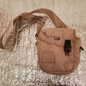 Tan Upcycled Cross-body Purse. It's former life as US Military Canteen Cover